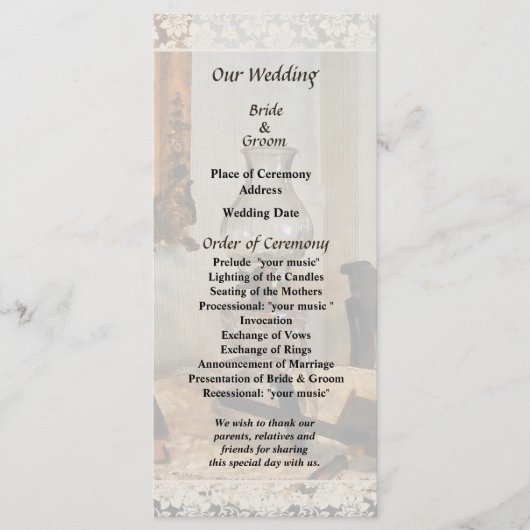 Glazen lamp en stereopticon-huwelijksprogramma programma (Voorkant)