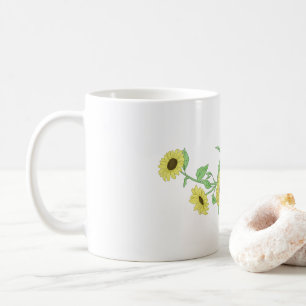 Glazen mok met zonnebloem ontwerp