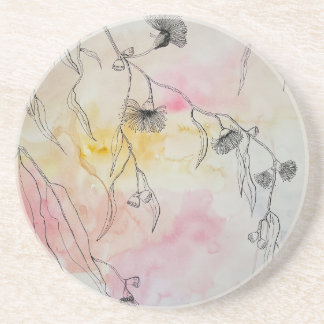 glazen ondergrond in grug zandsteen onderzetter