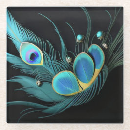 Glazen onderzetter/Majestueuze Pauw/Onderzetter Glazen Onderzetter