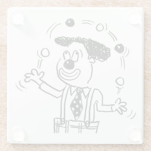 Glazen Onderzetter met een Clown Juggler Juggling (Achterkant)