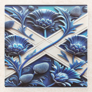 Glazen onderzetter met Scottish Thistles Design