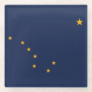 Glazen onderzetter met vlag van Alaska, Verenigde