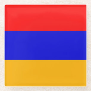 Glazen onderzetter met vlag van Armenië