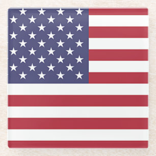 Glazen onderzetter met vlag van de VS