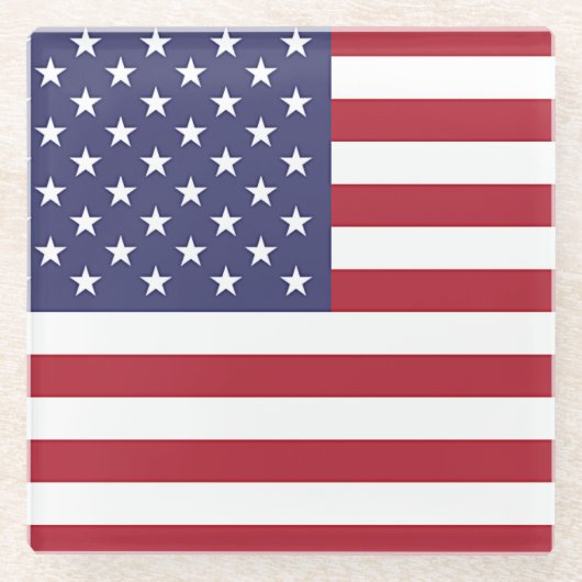 Glazen onderzetter met vlag van de VS (Voorkant)