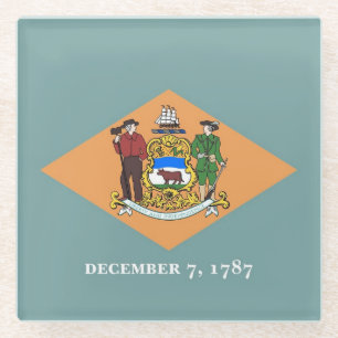 Glazen onderzetter met vlag van Delaware, VS