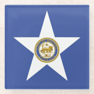 Glazen onderzetter met vlag van Houston, Verenigde