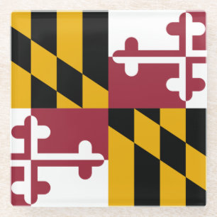 Glazen onderzetter met vlag van Maryland, USA