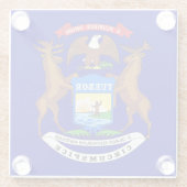 Glazen onderzetter met vlag van Michigan, VS (Achterkant)