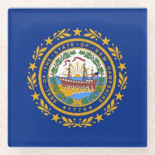 Glazen onderzetter met vlag van New Hampshire, USA
