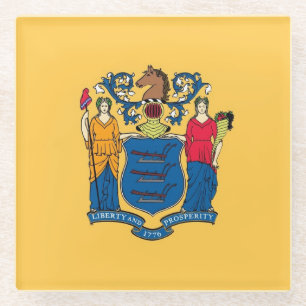 Glazen onderzetter met vlag van New Jersey, Vereni