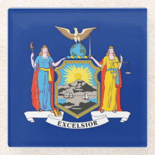 Glazen onderzetter met vlag van New York, VS