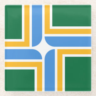 Glazen onderzetter met vlag van Portland, VS