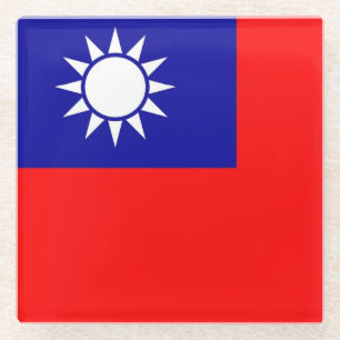 Glazen onderzetter met vlag van Taiwan