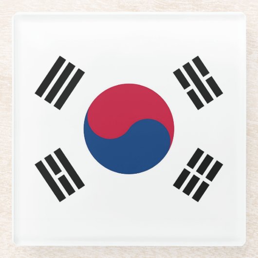 Glazen onderzetter met vlag van Zuid-Korea (Voorkant)