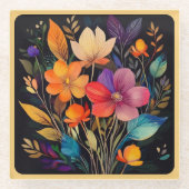 Glazen ONDERZETTER - Mooie & kleurrijke bloemen (Voorkant)