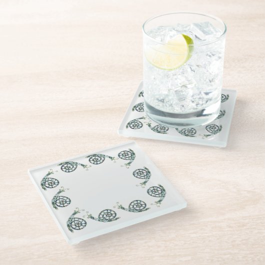 Glazen Onderzetter - Wire Kunstslakken (Schuin)