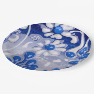 Glazen potkeramisch patroon dicht bij elkaar papieren bordje