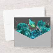 Glazen roos van Aqua grijs All In One Uitnodiging (Achterkant)