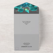 Glazen roos van Aqua grijs All In One Uitnodiging (Buitenkant)