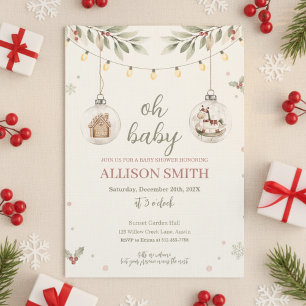 Glazen Sieradenthema Baby Shower Uitnodiging Winte
