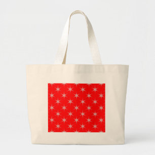 Glazen sneeuwvlokken op rode achtergrond grote tote bag