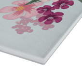 Glazen snijden Tropische Bloem op Blauwe Omber Snijplank (Hoek)