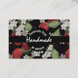 Glazen tegel 3D vloeibare kersen en bloemen bloem Visitekaartje