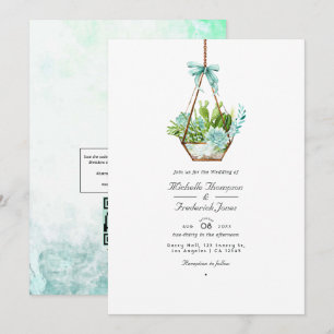Glazen Terrarium Vetplanten QR Code RSVP Trouwen Kaart
