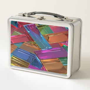 Glazen vierkanten - metalen lunchbox