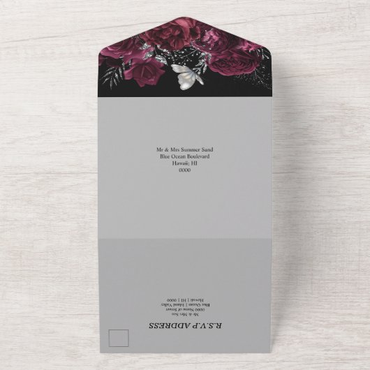 Glazen vlinderglansglansglansglansglansglansend ro all in one uitnodiging (Buitenkant)