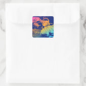 glazen zomersappelpitten vierkante sticker (Tas)