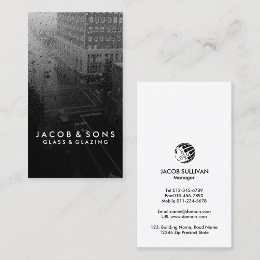 Glazier Glazing Glazen Visitekaartje (Voorkant / Achterkant)