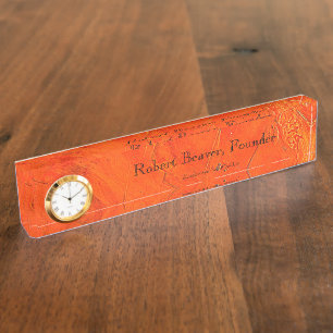 Glazuur Terracotta Bureaunaambord Met Klok Naambordje