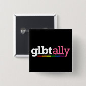 GLBT Ally Black Button (Voorkant /achterkant)