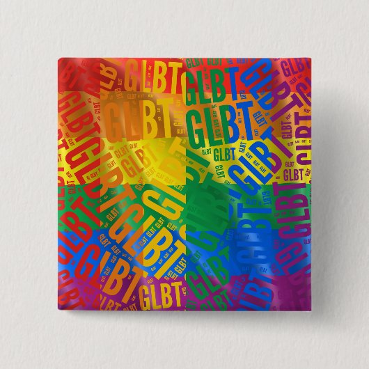 GLBT WORD PATTERN KLEUR -.png Vierkante Button 5,1 Cm (Voorkant)