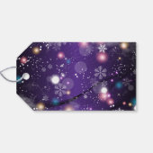 Gleaming Paarse Winter Wonderland Merry Kerstmis Cadeaulabel (Achterkant Horizontaal)