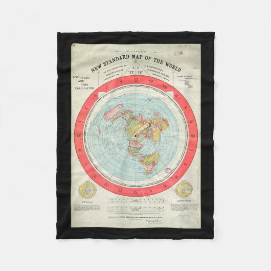 Gleason's New Standard Map Of The World - Flat Ear Fleece Deken (Voorkant)