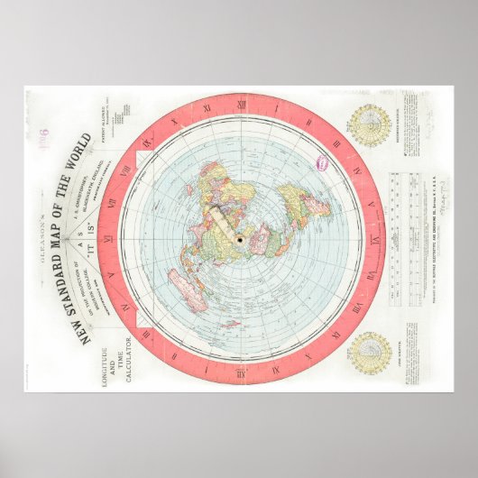 Gleason's 'NEW STANDARD MAP OF THE WORLD'-Poster Poster (Voorkant)