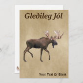 Gleðileg Jól - Bull Moose op oud papier (Voorkant / Achterkant)