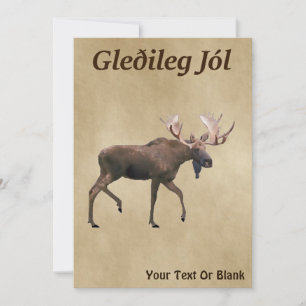 Gleðileg Jól - Bull Moose op oud papier