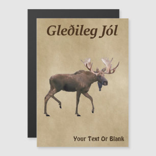 Gleðileg Jól - Bull Moose op oud papier