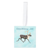 Gleðileg Jól - Cariou (rendier) op sneeuw Kubus Ornament (Voorkant)