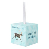 Gleðileg Jól - Cariou (rendier) op sneeuw Kubus Ornament (Achter hoekig)