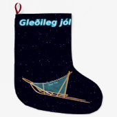 Gleðileg Jól - Dog Sled Grote Kerstsok (Voorkant)