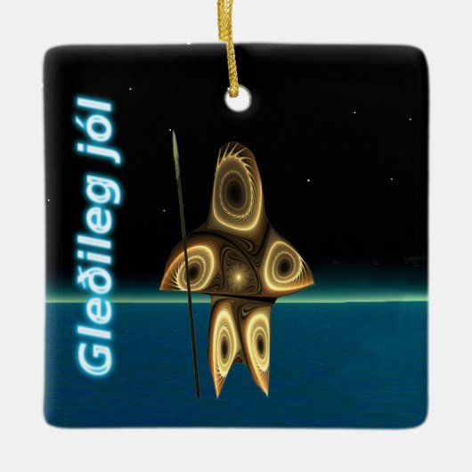 Gleðileg jól - Fractal Inuit Hunter Keramisch Ornament (Voorkant)