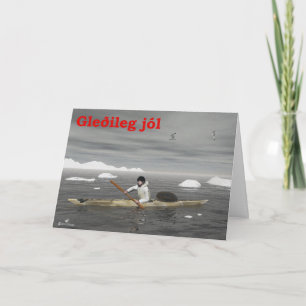 Gleðileg Jól - Inuit Kayak Feestdagen Kaart