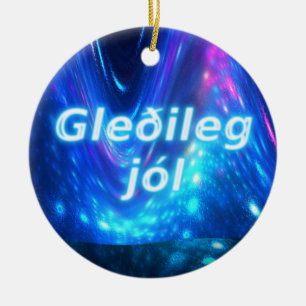 Gleðileg Jól - Qaanaaq - Northern Lights Keramisch Ornament