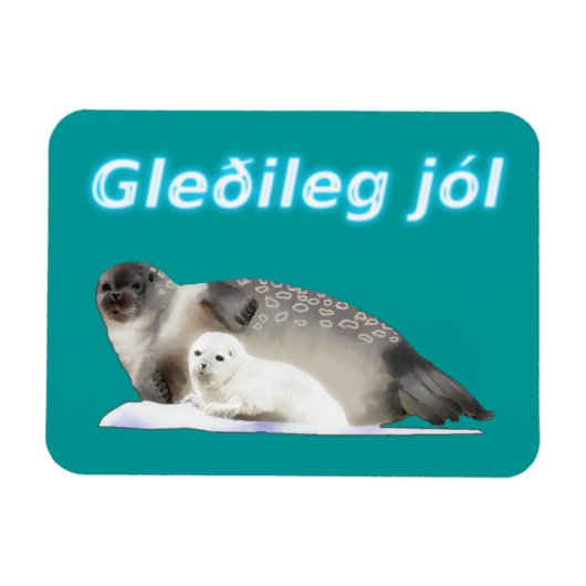 Gleðileg jól - Ringed zegel Magneet (Horizontaal)